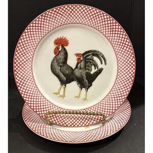Haldon‎ Group Devonshire Rooster Hen Plymouth Barred Rock Salad Plates Set of 2
